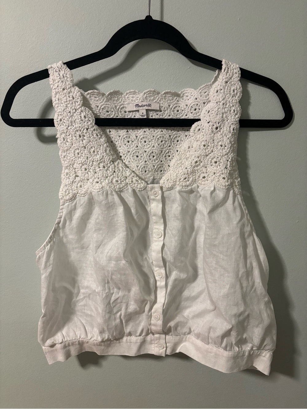 Madewell Crochet White Tank Top